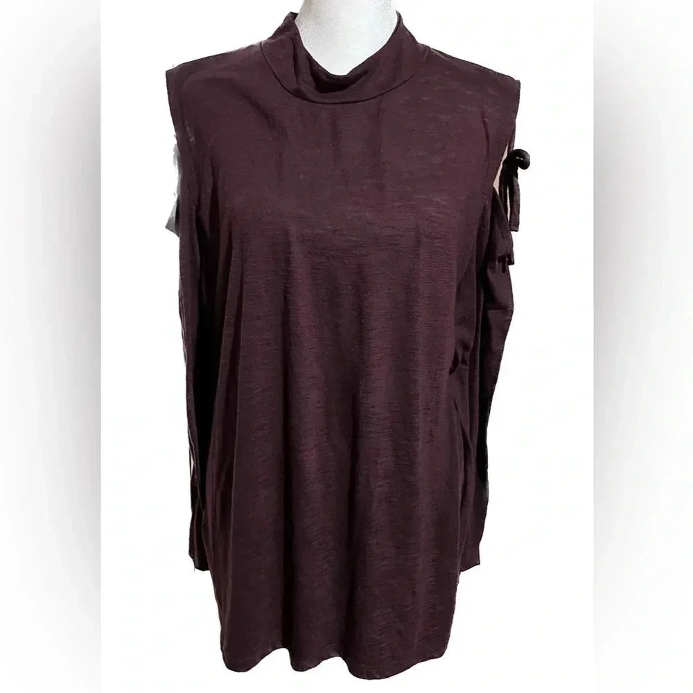 Lane Bryant plum cold shoulder long sleeve lightweight top -size 18/20